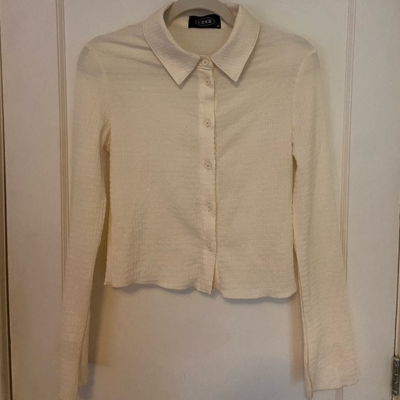 SOLD Cider Long Sleeve Cream Button Up Blouse - Picture 5 of 5